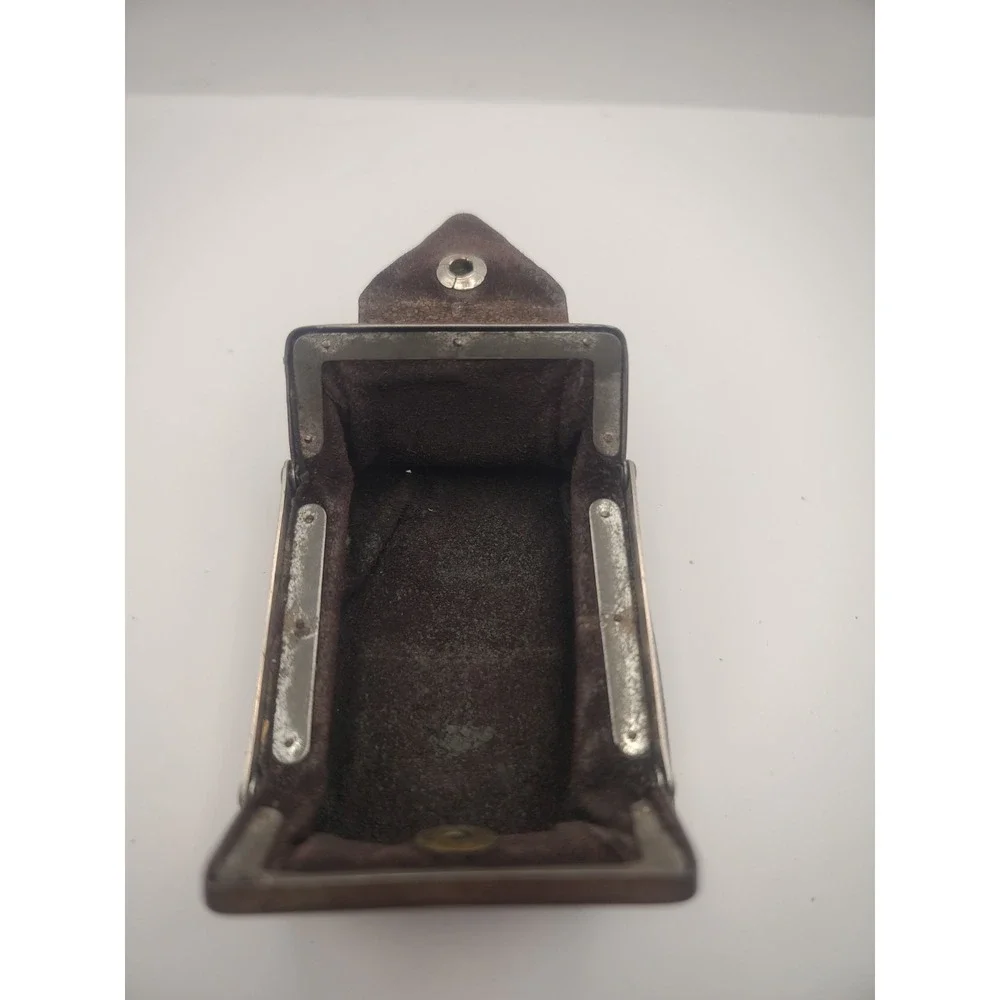 Antique 1920s Hinged Leather Coin Purse Snap Pouch Wallet Money Holder